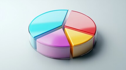 Obraz premium Transparent 3D pie chart with colorful sections generative ai
