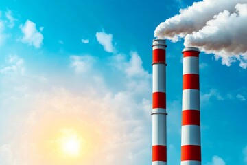 Photograph of Air Pollution: Smoke from a Power Plant Against a Sunset Sky