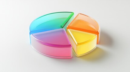 Fototapeta premium Transparent 3D pie chart with colorful sections generative ai