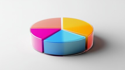 Fototapeta premium Transparent 3D pie chart with colorful sections generative ai