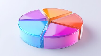 Fototapeta premium Transparent 3D pie chart with colorful sections generative ai