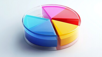 Fototapeta premium Transparent 3D pie chart with colorful sections generative ai
