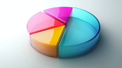 Obraz premium Transparent 3D pie chart with colorful sections generative ai