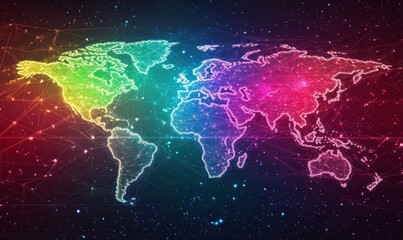 Creative network and world hologram background