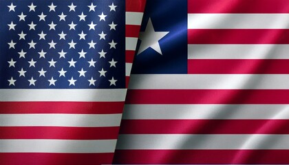 アメリカの国旗とリベリアの国旗(America flag & Liberia flag.)
