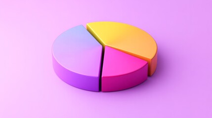 Fototapeta premium 3D pie chart on a pastel violet background generative ai
