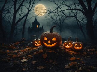 Eerie Halloween shadows dance in the night