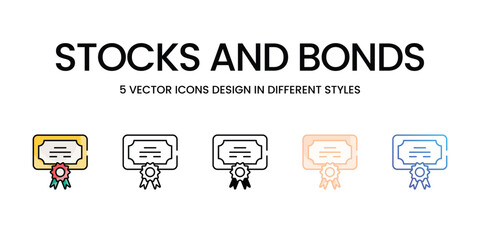 Stocks and Bonds vector icons set ready to use stock illustration