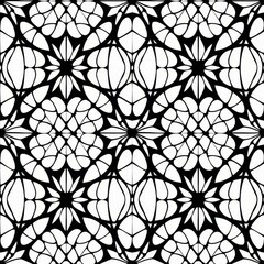 Fototapeta premium Seamless abstract pattern featuring a solid black spiderweb design on a clean white background