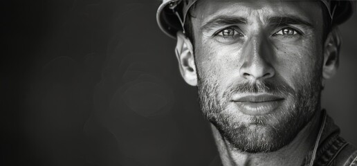 Fototapeta premium Portrait of a Man in a Hard Hat