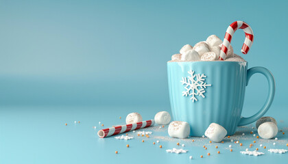 3D Illustration of a Winter Hot Cocoa with Peppermint
