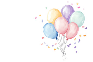 Colorful balloons with confetti, perfect for festive celebrations, isolated background. transparent background