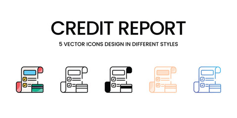 Credit Report vector icons set ready to use stock illustration