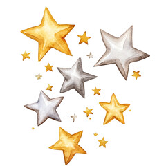 Obraz premium Colorful star illustrations on a transparent background. transparent background