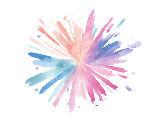Colorful watercolor splash with pink and blue tones on a white background. transparent background