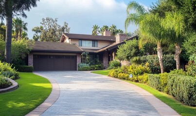 Driveway in front of suburban house