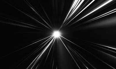Dynamic lines radiating from a central point in a dark space, showcasing a burst of light and movement during nighttime