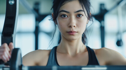 Fototapeta premium ジムでトレーニングをしている女性