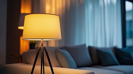 modern lamp and sofa in an elegant interior generative ai