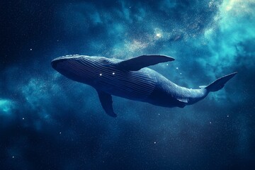 Fototapeta premium A Giant Whale Swimming Through the Stars in Outer Space