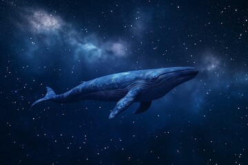 Fototapeta premium A Giant Whale Swimming Through the Stars in Outer Space