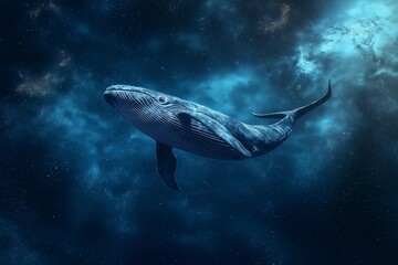 Fototapeta premium A Giant Whale Swimming Through the Stars in Outer Space