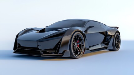 Obraz premium Futuristic High-Performance Electric Sports Car Concept 3D Render with Chiseled Body and Striking Color Palette