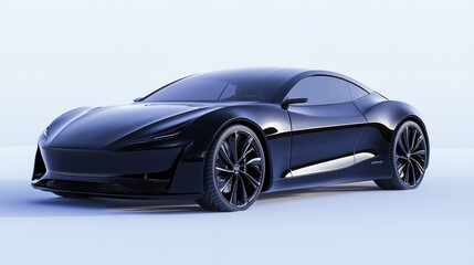 Fototapeta premium Futuristic EV Concept Car: Luxurious Electric Coupe with Elegant Body Design in 3D Render Illustration