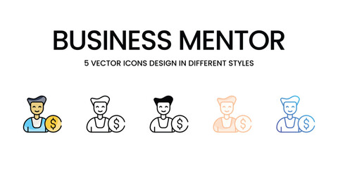Business Mentor vector icons set ready to use stock illustration