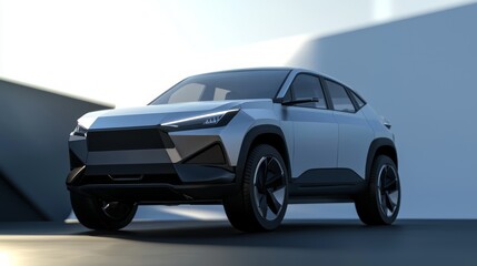 Fototapeta premium Futuristic Electric SUV Concept Car with Advanced Safety Features for Families | 3D Render Illustration