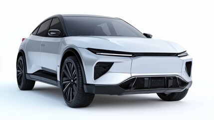 Naklejka premium Futuristic EV Concept Car with Bold Body Design 3D Render Illustration