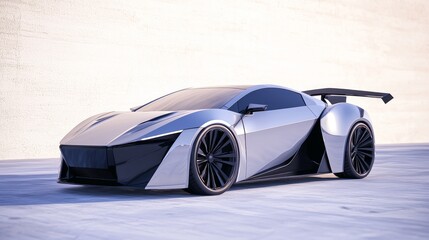 Fototapeta premium Futuristic EV Concept Car Design - 3D Render of Ultra-Modern Electric Coupe with Aerodynamic Features