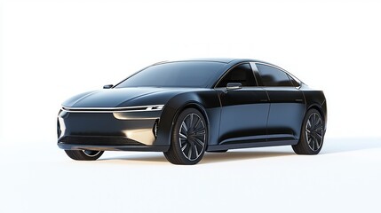 Naklejka premium Futuristic EV Concept Car 3D Render Illustration of Luxurious Electric Limousine with Unique Design Elements