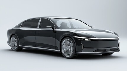 Fototapeta premium Futuristic Electric Limousine Concept Car Design with Ultra-Detailed 3D Render Illustration