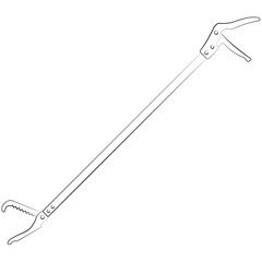 snake gripper, professional snake tongs, snake and reptile catcher for wildlife control for neurotoxic snake, snake grabber realistic contour, outline lines drawn