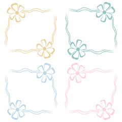 Set of square floral frames, colorful flower frames on white background