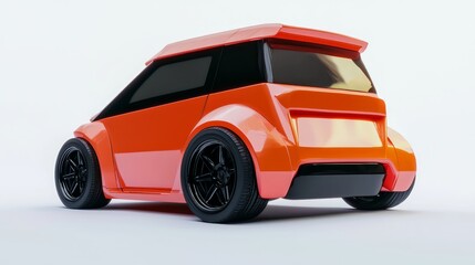 Fototapeta premium Futuristic Electric City Car Concept with Trapezoidal Shape and Playful Design for Urban Dwellers - 3D Render Illustration