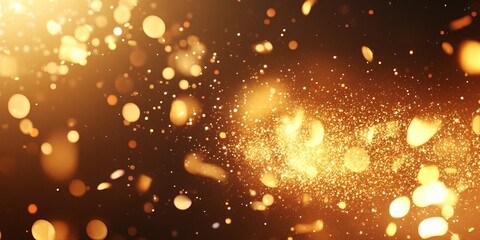 Shimmering golden particles on black background.