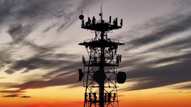 5G Cell tower at sunset 