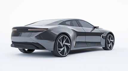 Fototapeta premium Futuristic EV Concept Car Design - Ultra-Detailed 3D Render Illustration of Stylish Luxury Electric Coupe with Elegant Silhouette and Modern Technology Integration
