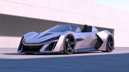 Futuristic Electric Roadster Concept Car 3D Render Illustration with Ultra-Detailed Design