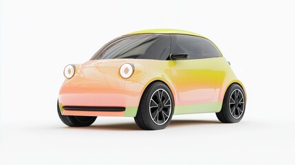 Fototapeta premium Futuristic Electric Microcar Concept with Playful Design and Vibrant Colors, Ultra-Detailed 3D Render Illustration