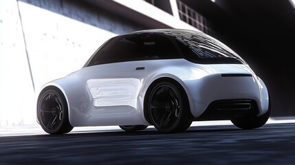 Naklejka premium Futuristic Electric Hatchback Concept Car 3D Render Illustration for Urban Drivers