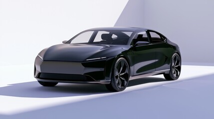 Naklejka premium Futuristic Electric Coupe Concept Car with Luxurious Interior Design | 3D Render of Ultra-Detailed EV Vehicle