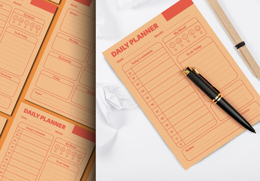 Minimalist Orange Daily and Weekly Planner Template