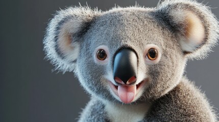Naklejka premium Koala, making a funny face, tongue out, generative ai