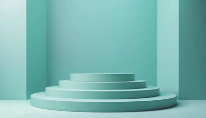 Obraz premium Minimal 3D Podium on a Soft Teal Gradient Background