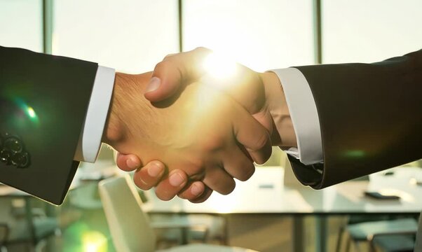Business Handshake in Office Setting