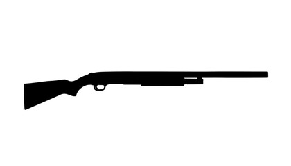 Black silhouette vector illustration of a shotgun firearm