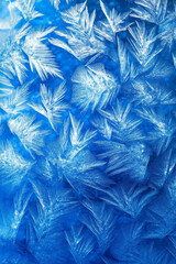 Blue and White Background with Frost Patterns and Snowflakes Gradient for Design